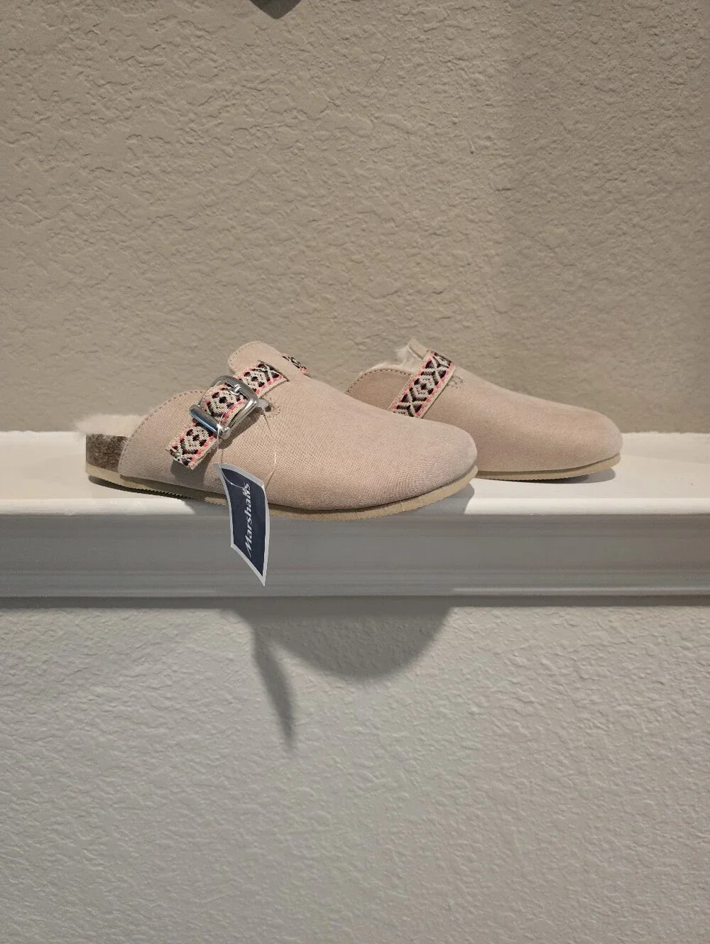 Kids Suede Slip-On Clogs in Light Pink with Decorative Strap